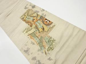 リサイクル 手描き短冊に御所車・几帳模様袋帯